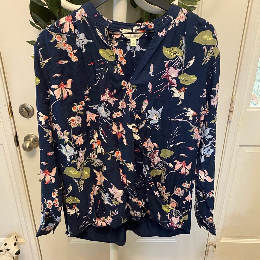 NWOT Terra & Sky Floral Print Wrap Top LS 1X